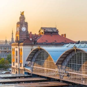 met de trein naar Praag